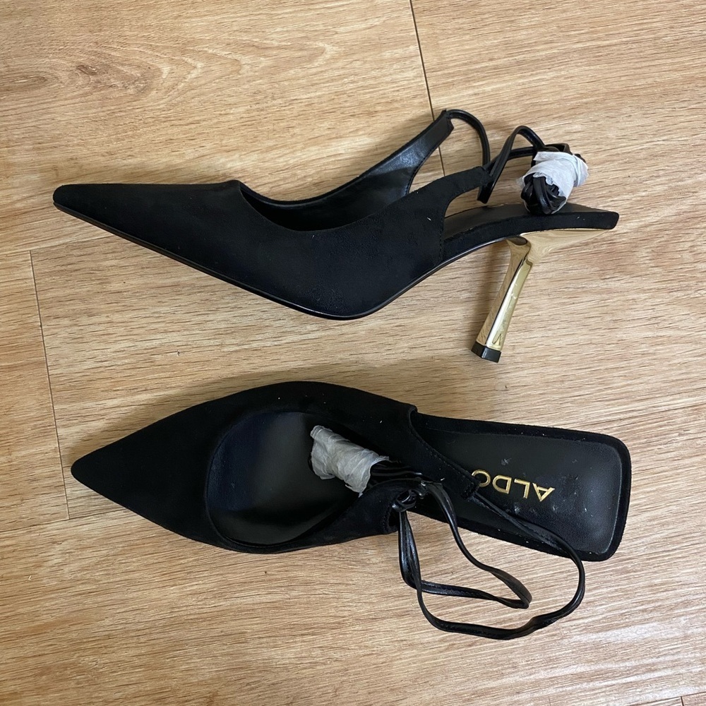 Aldo Elegant Black Lace-Up Heels - Picture 3 of 6